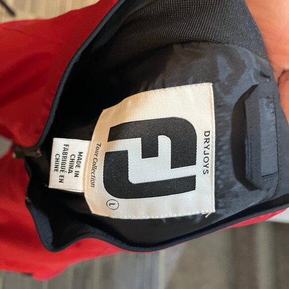 FootJoy FJ Men's red wtih black trim short sleeve DryJoys jacket shirt Large L - Picture 7 of 7